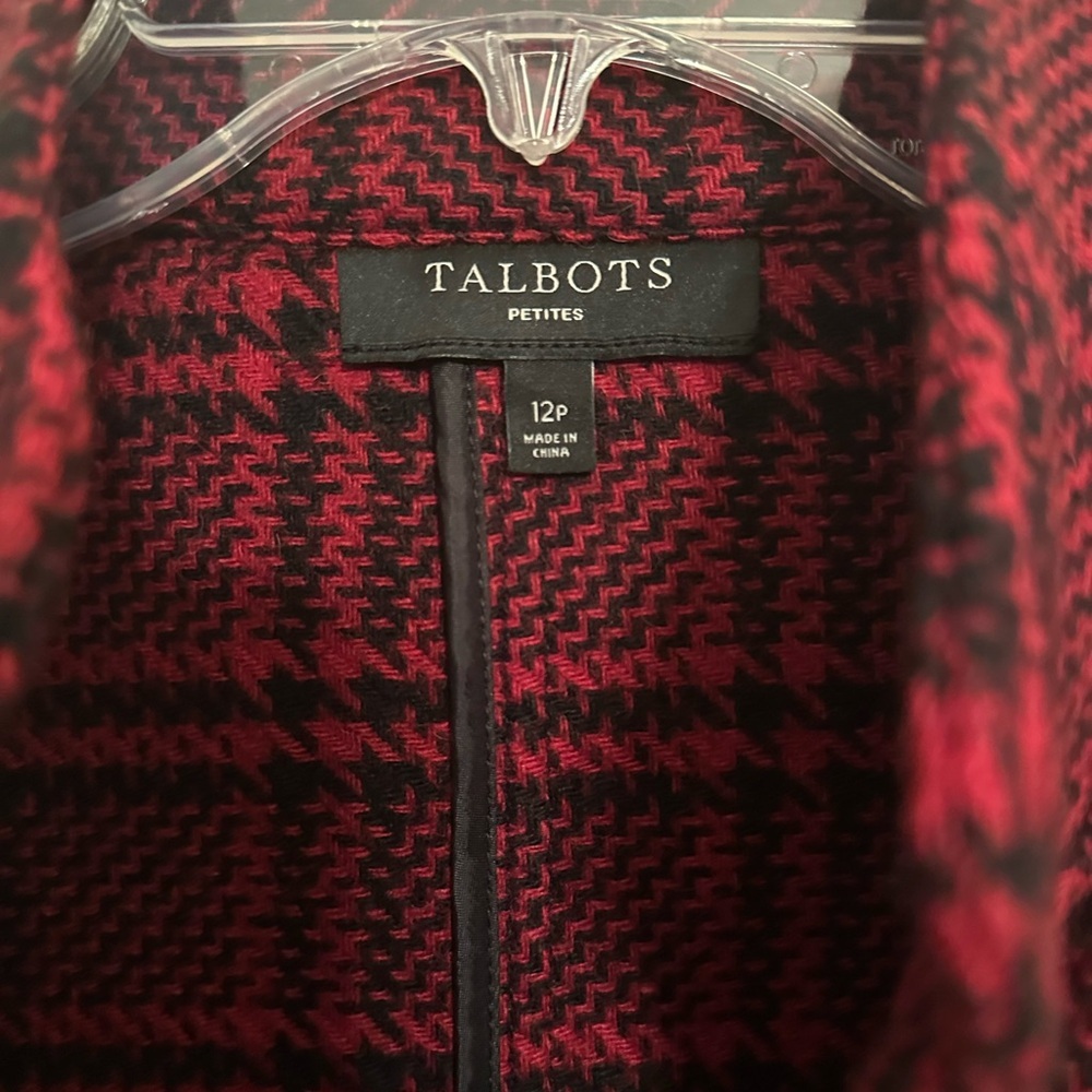 Talbots Women's Red and Black Checkered Blazer, size 12P, pre loved - Picture 2 of 8